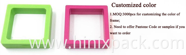 11*11*2cm OEM Jewelry Display Free Stand 3D Floating Frame Membrane Display Box